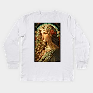 Helen of Troy - Art Nouveau Kids Long Sleeve T-Shirt